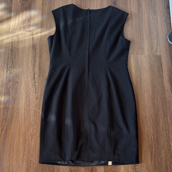 Calvin Klein Elegant Black Sleeveless Sheath Dress Asymmetric Collar Work Office - Picture 5 of 8